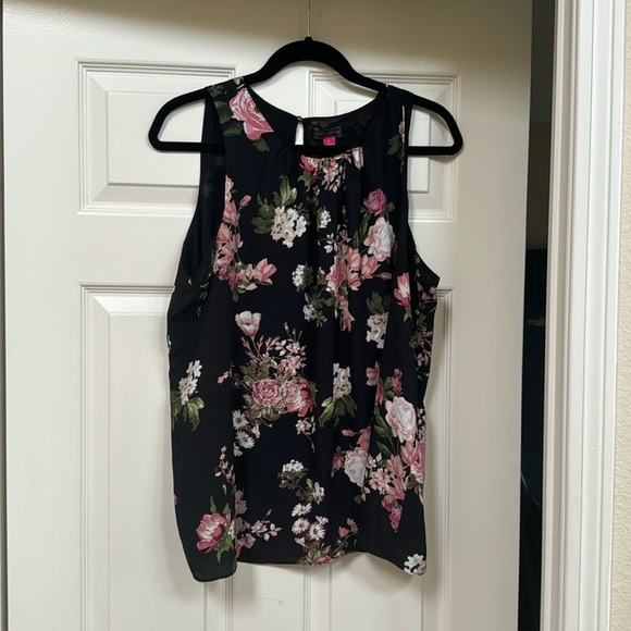 Vince Camuto Sleeveless High Neck Rose Blouse Lined Large - Picture 2 of 4